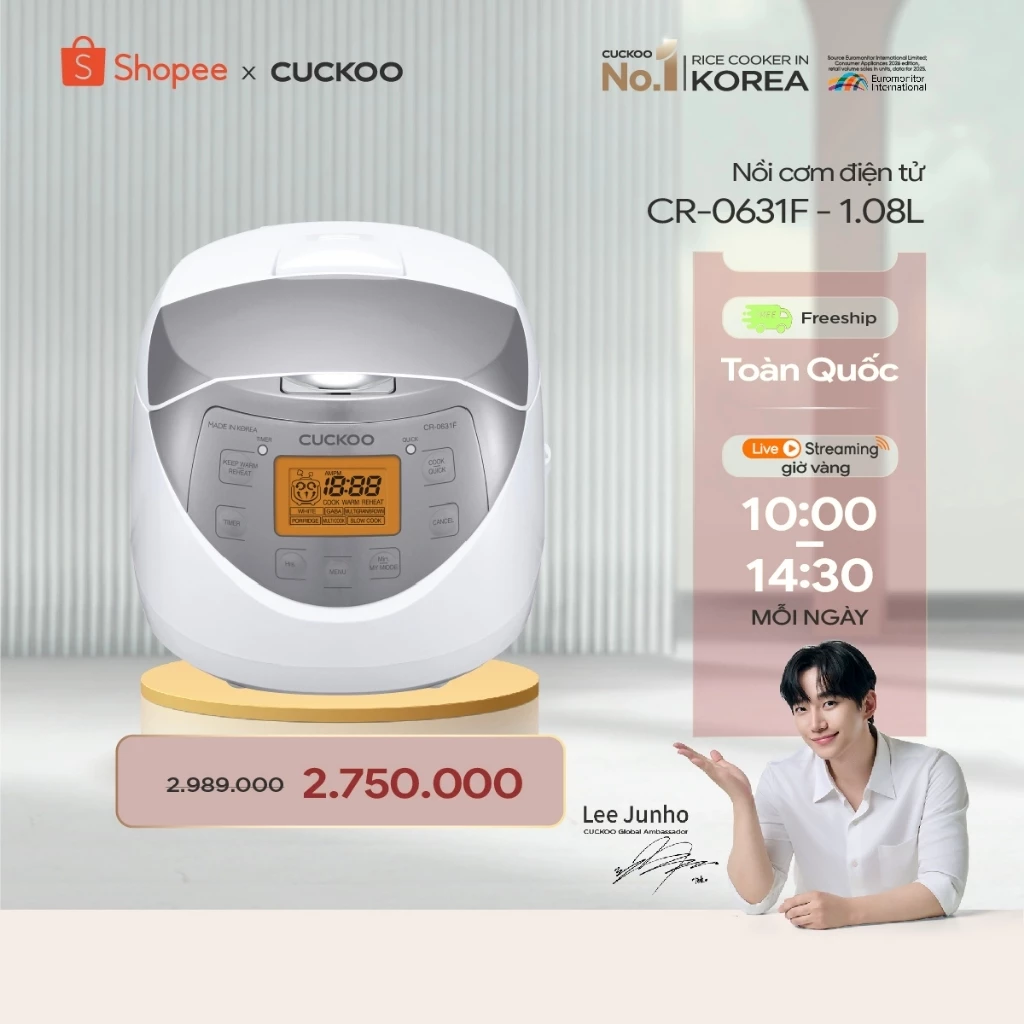 Nồi cơm điện tử CUCKOO 1.08L lít CR-0631F - Hàng chính hãng - Chất lượng Hàn Quốc