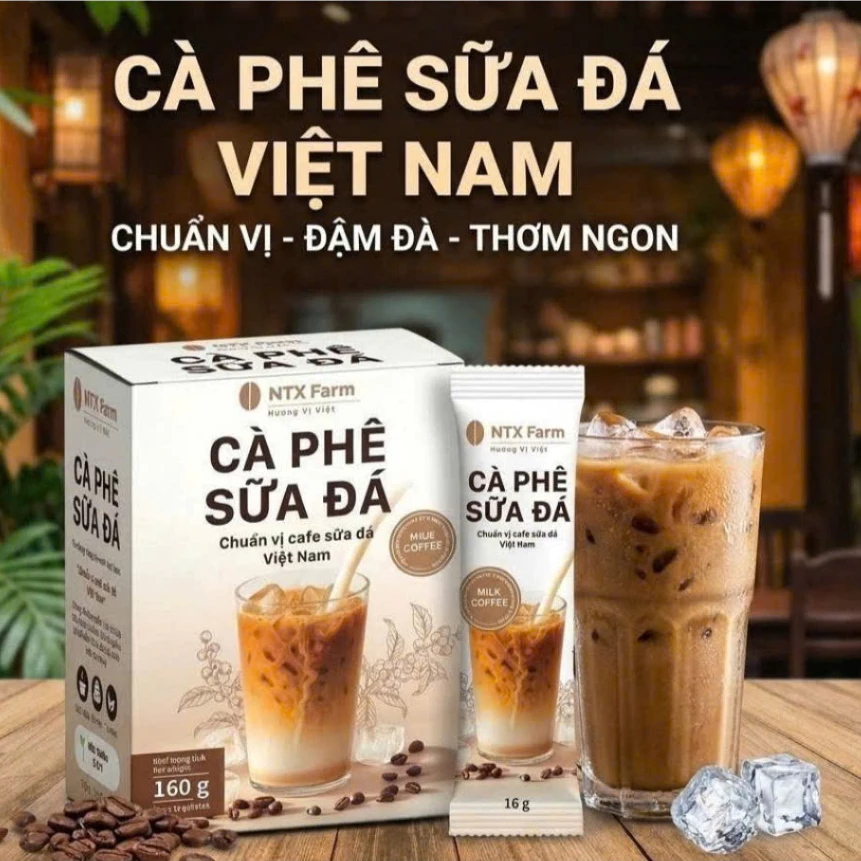 Cà Phê Sữa Đá Hòa Tan GreenFarm – Hộp 10 Gói x 16g