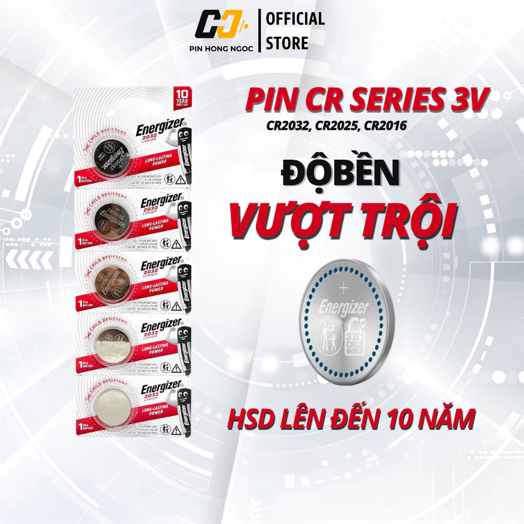 Vỉ 5 Viên Pin CR2032 / CR2025 / CR2016 ENERGIZER 3V Hàng chính hãng