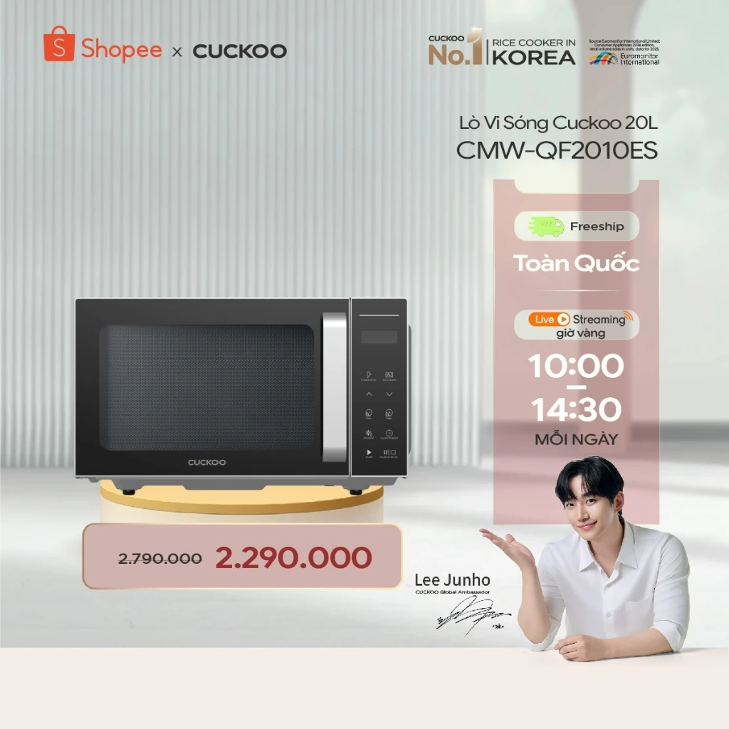 Lò Vi Sóng Cuckoo 20L CMW-QF2010EB- Công suất 800W- sử dụng công nghệ gia nhiệt 3D - Hàng Chính Hãng
