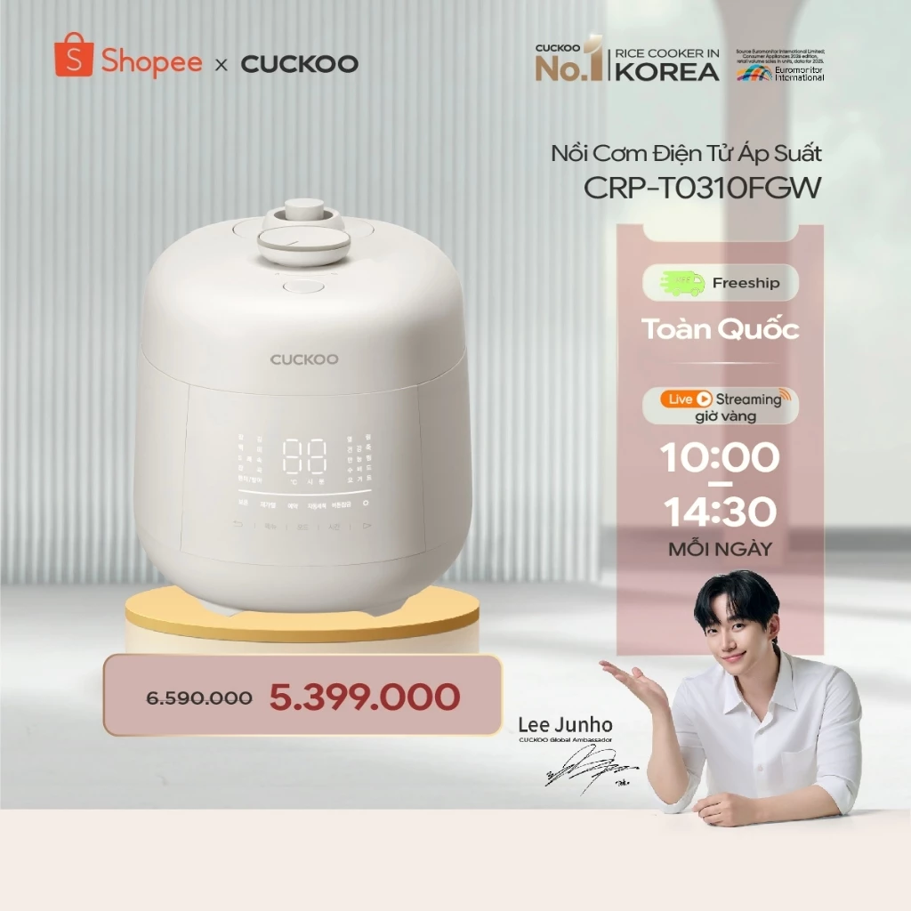 Nồi Cơm Điện Tử Áp Suất Cuckoo 0.54L CRP-T0310FGW -Phiên bản nội địa, sử dụng Tiếng Hàn - Hàng chính hãng