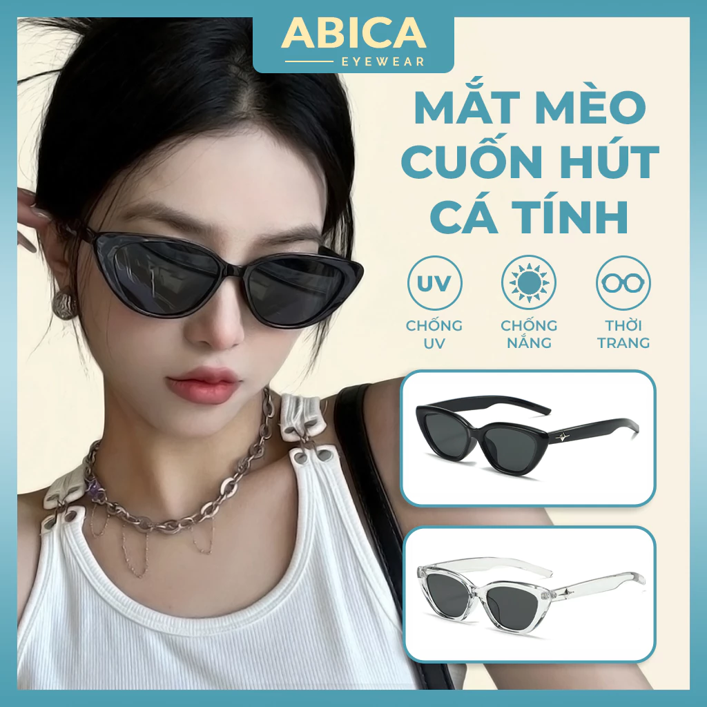 Kính râm mát nữ mắt mèo thời trang cá tính phong cách Hàn Quốc chống tia UV400 đẹp ABICA 292
