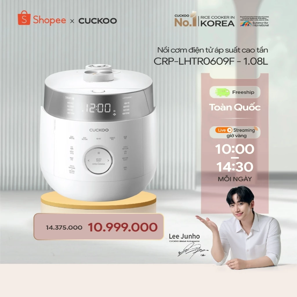 Nồi Cơm Điện Áp Suất kép Cao Tần CUCKOO 1.08 lít CRP-LHTR0609F - Hàng chính hãng