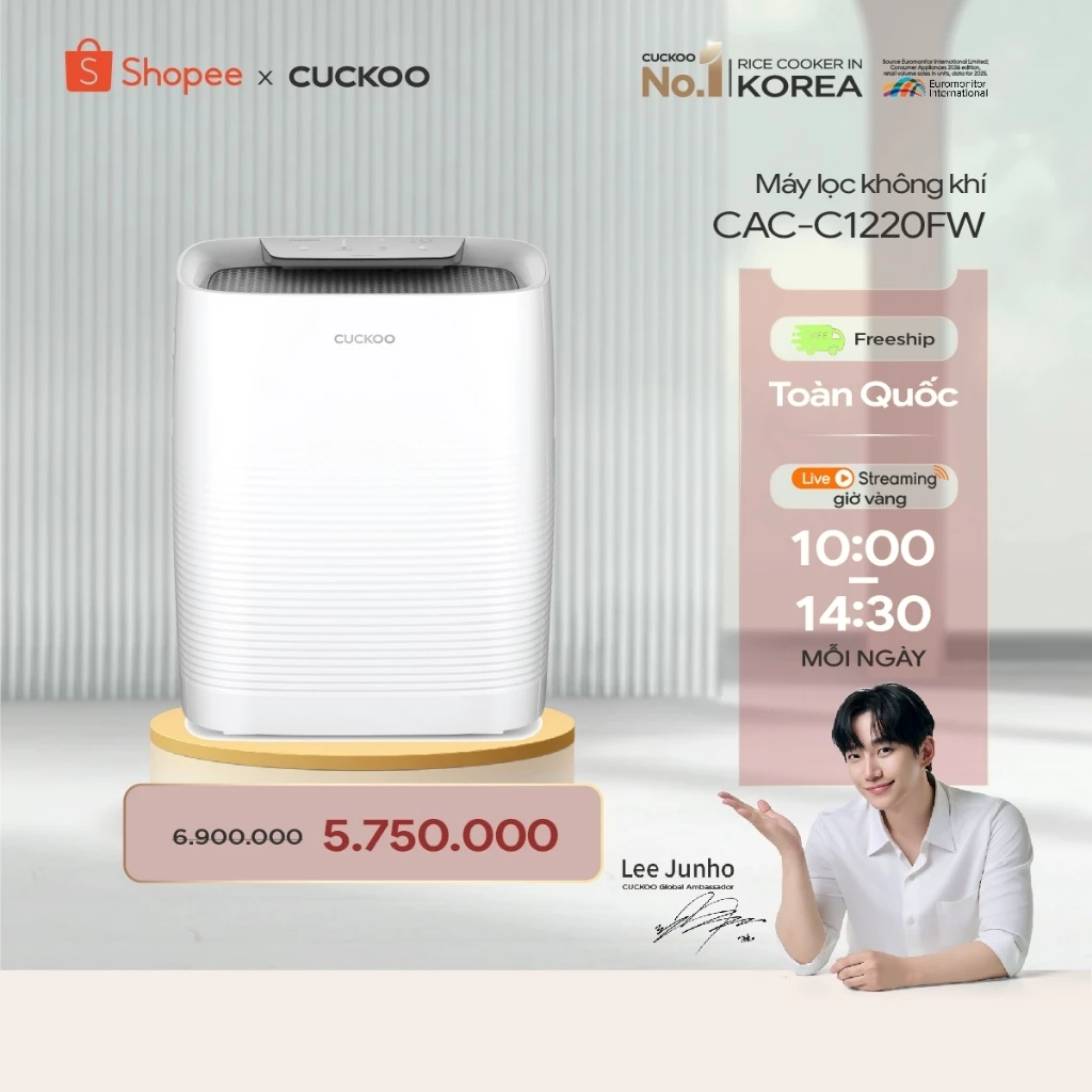 Máy lọc không khí Cuckoo CAC-C1220FW/WHCRVN(S) diện tích 37m2 - Hàng chính hãng