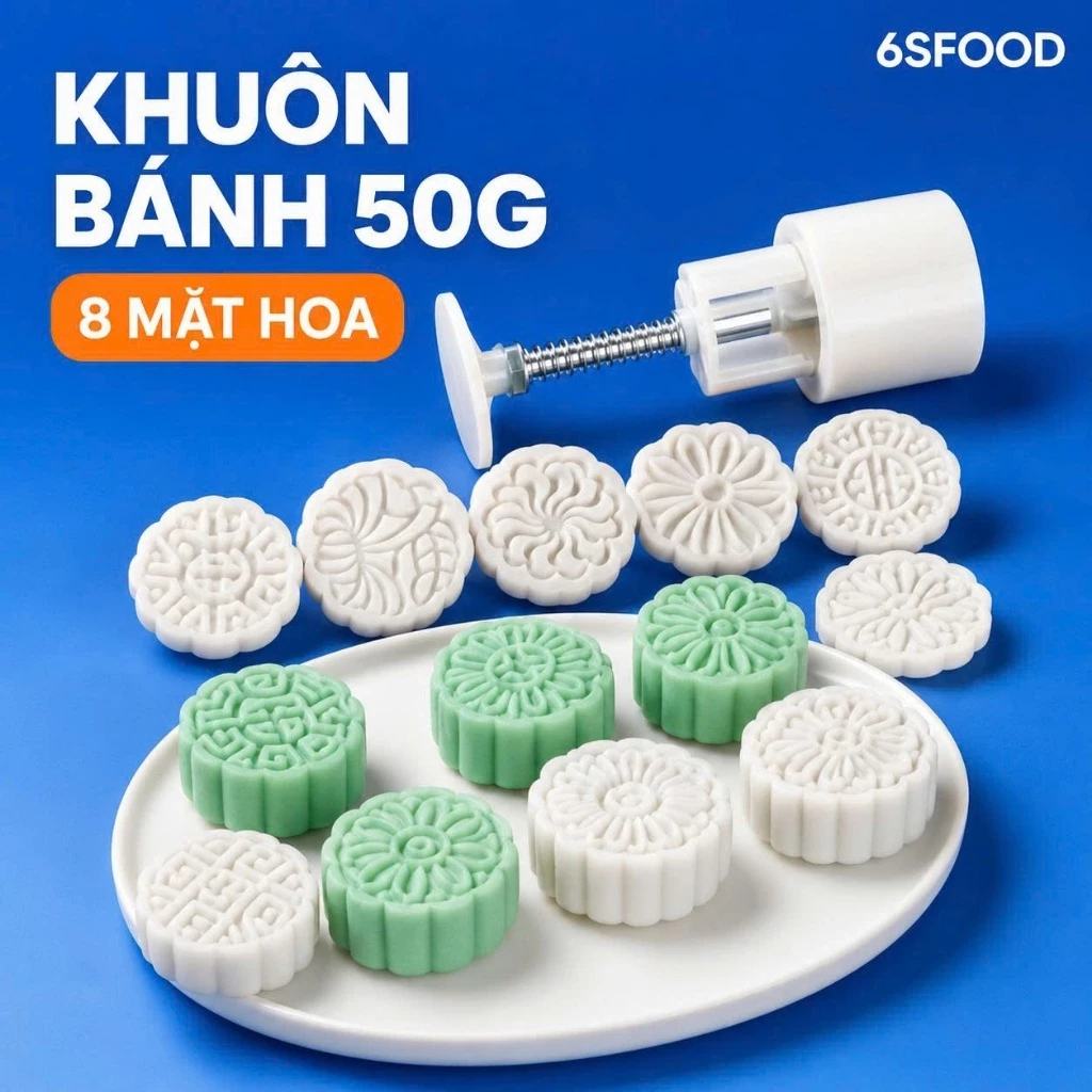 Khuôn làm bánh Trung thu Mặt Hoa 50g [CHỈ TẶNG]