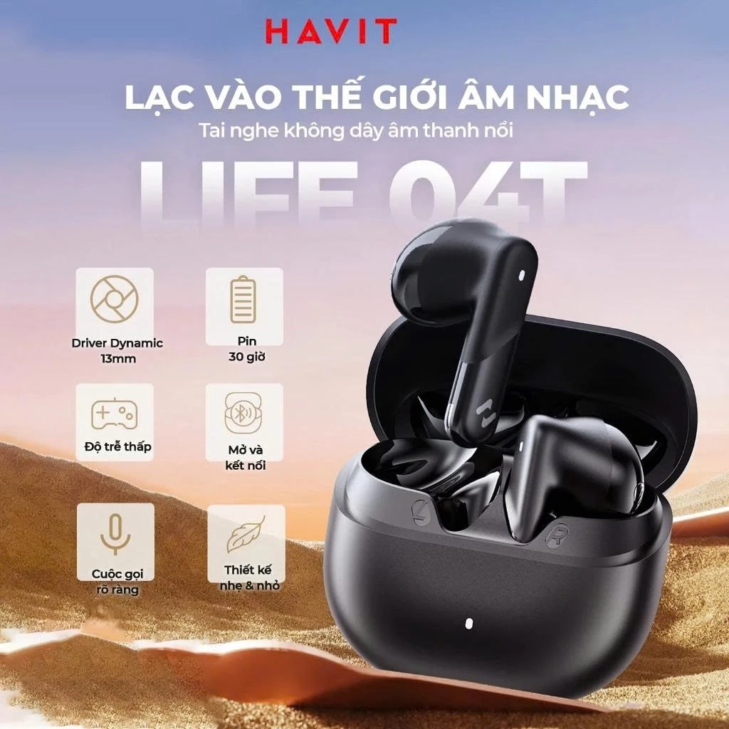 (SVIP) Tai Nghe Không Dây Havit Life 04T (TW888 Lite) Mic CaII ENC Hall Switch Bluetooth 6.0
