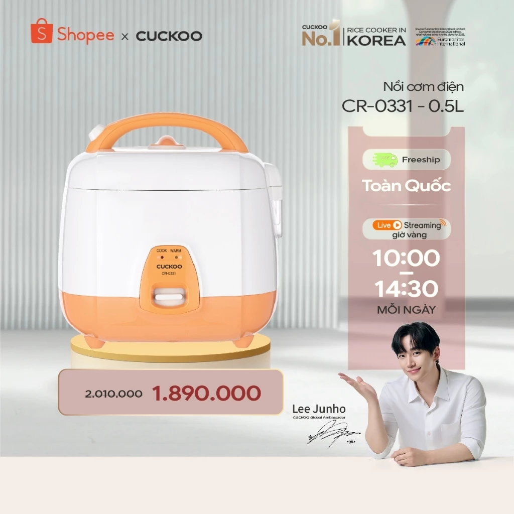 Nồi cơm điện Cuckoo 0.5L CR-0331 - Lòng nồi chống dính - Hàng chính hãng