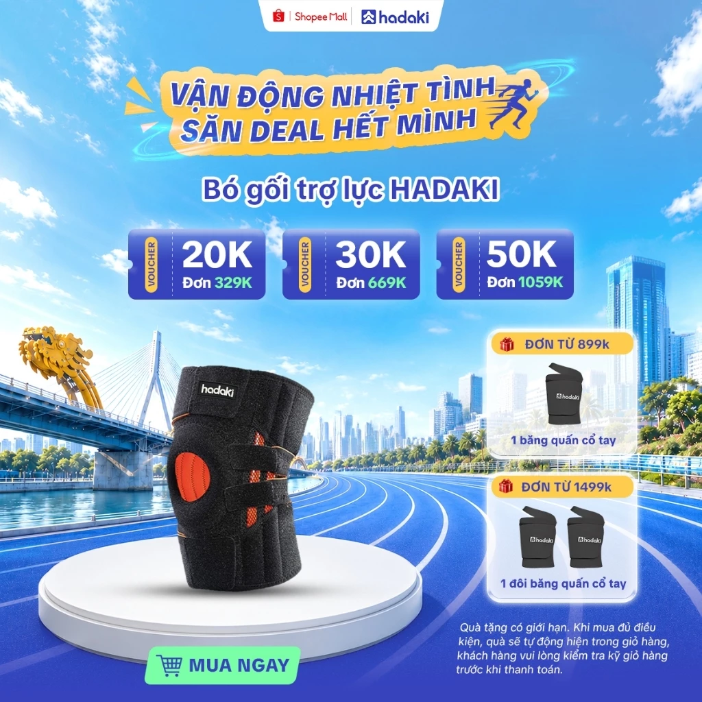 Bó Gối Trợ Lực HADAKI Cố Định Đầu Gối, Chống Chấn Thương Khi Tập Gym, Chạy Bộ, Thể Thao – Hỗ Trợ Vận Động, Bảo Vệ Khớp