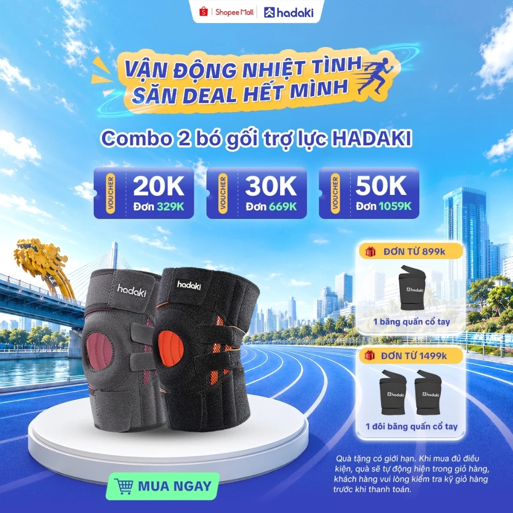 Combo 2 Bó Gối Trợ Lực HADAKI – Cố Định Khớp Gối, Chống Chấn Thương Khi Tập Thể Thao, Gym, Chạy Bộ