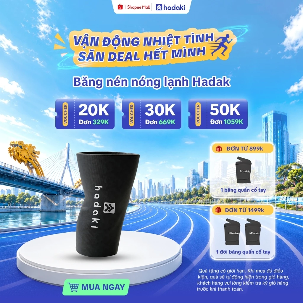Băng Nén Nóng Lạnh Đa Năng HADAKI - Bó Gối/Khuỷu Tay Chườm Gel Giảm Sưng, Đau Mỏi Khi Tập Gym, Thể Thao