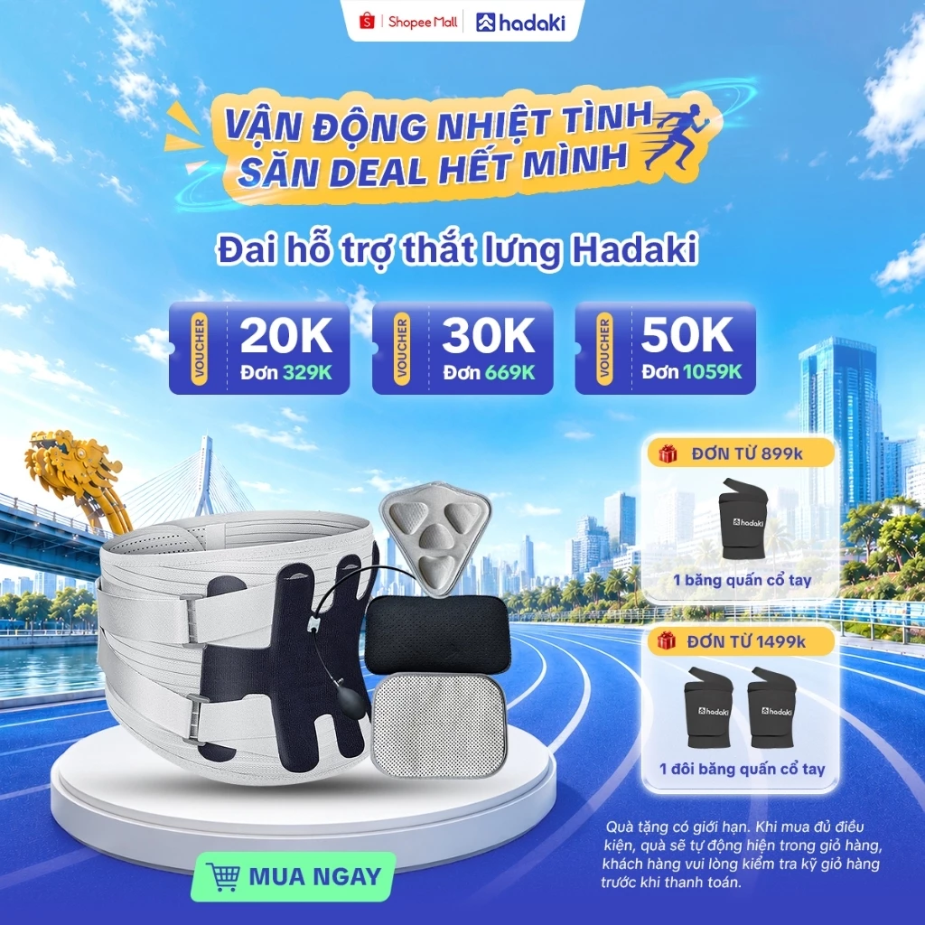 [Mới] Đai Hỗ Trợ Thắt Lưng HADAKI | Giảm Đau Lưng – Cố Định Cột Sống – Dùng Cho Thoát Vị, Thoái Hóa
