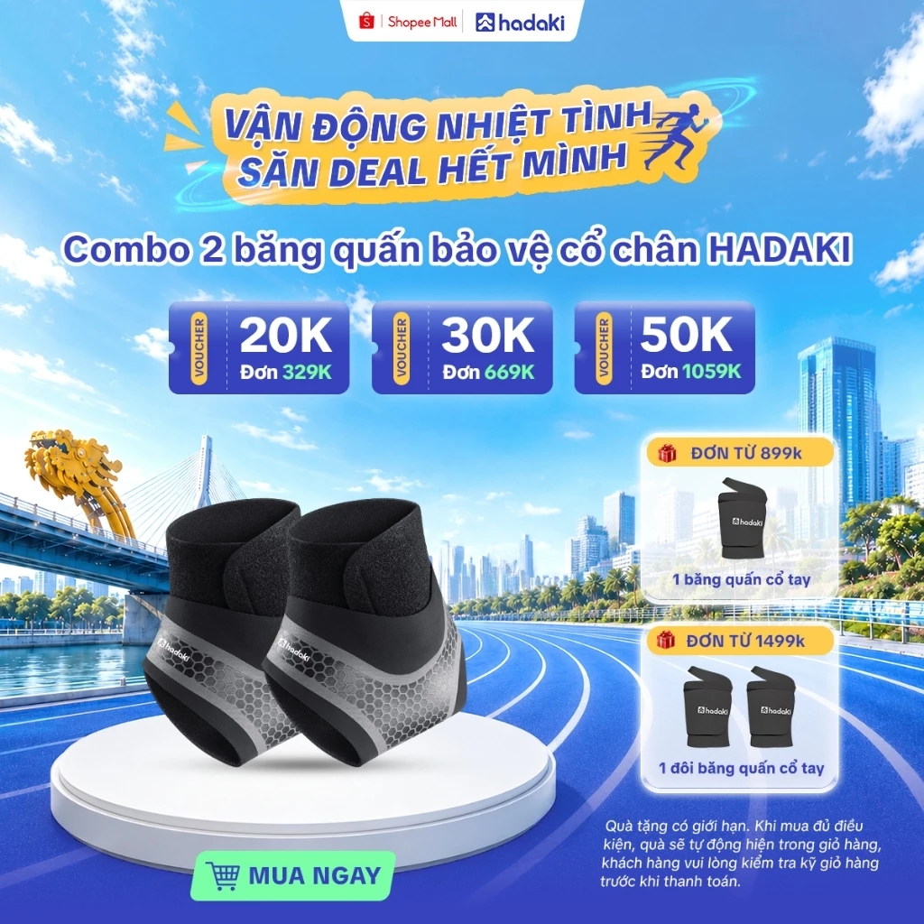 Combo 2 Băng Quấn Cổ Chân HADAKI – Cố Định Cổ Chân, Ngừa Bong Gân, Chống Lật Khi Chạy Bộ, Tập Gym