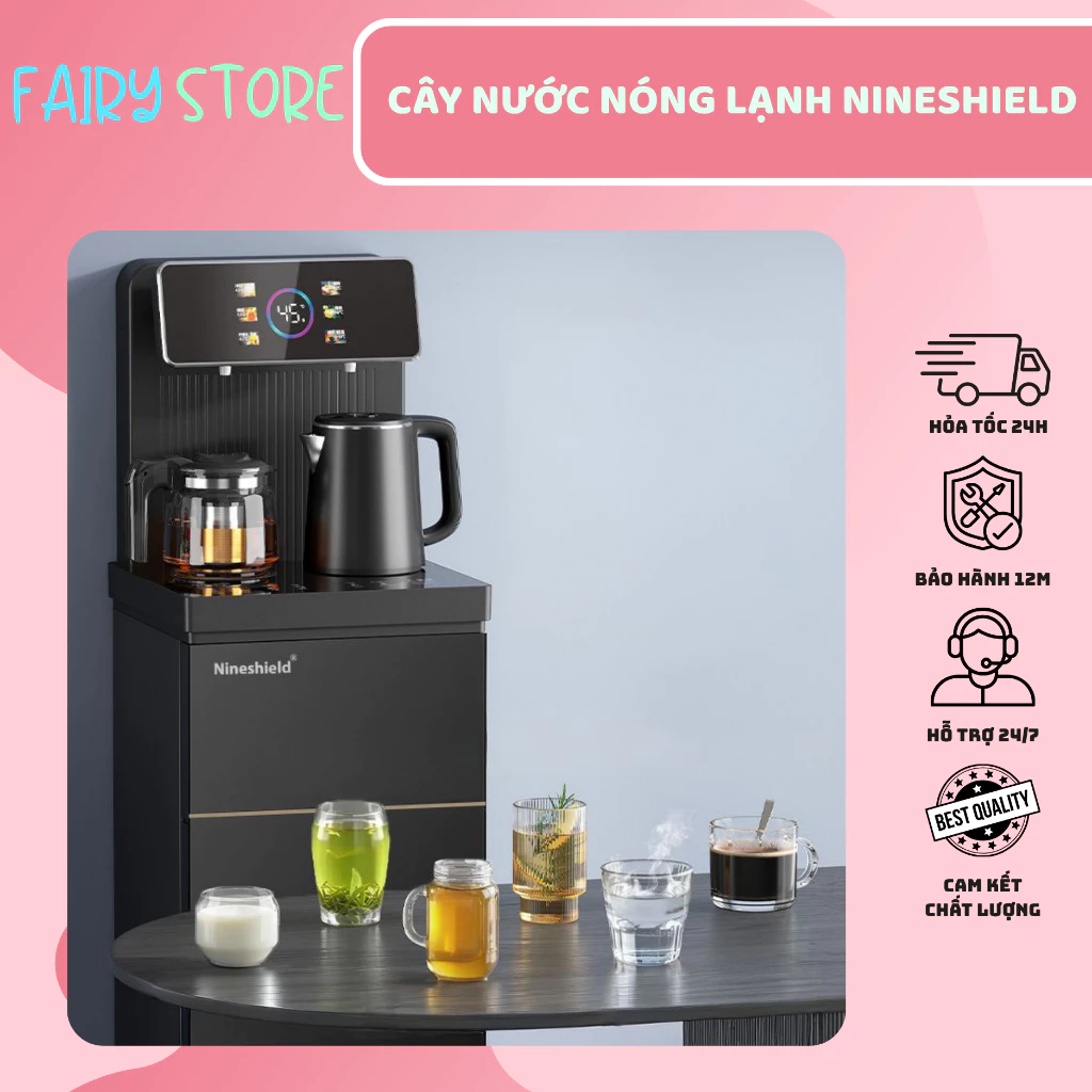 Cây Nước Nóng Lạnh Nineshield KB-CC90 Thông Minh Kết Hợp Bàn Pha Trà, Coffee Đun Sôi, Giữ Nhiệt