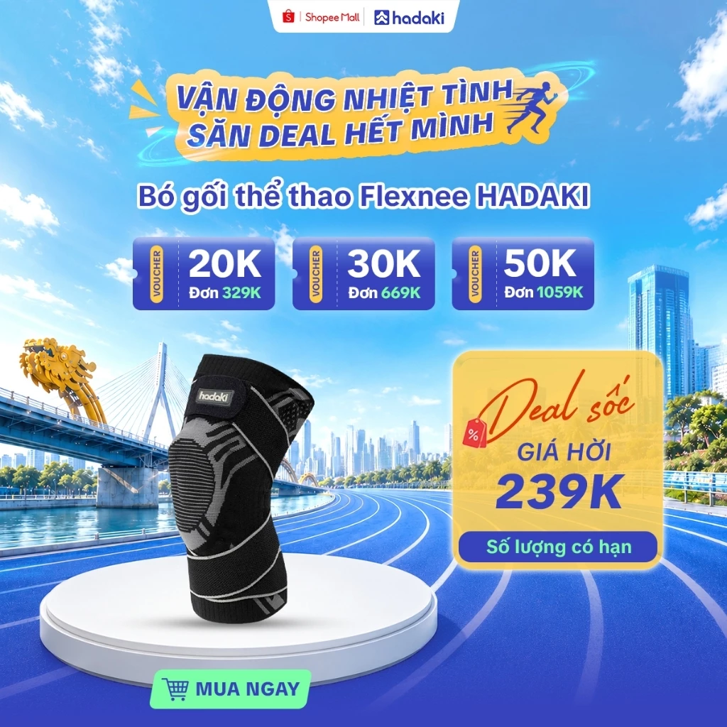 Bó Gối Thể Thao HADAKI FlexKnee Cao Cấp - Đai Bảo Vệ Khớp Gối Silicon, Lò Xo Trợ Lực, Dây Đai Kép Chống Chấn Thương