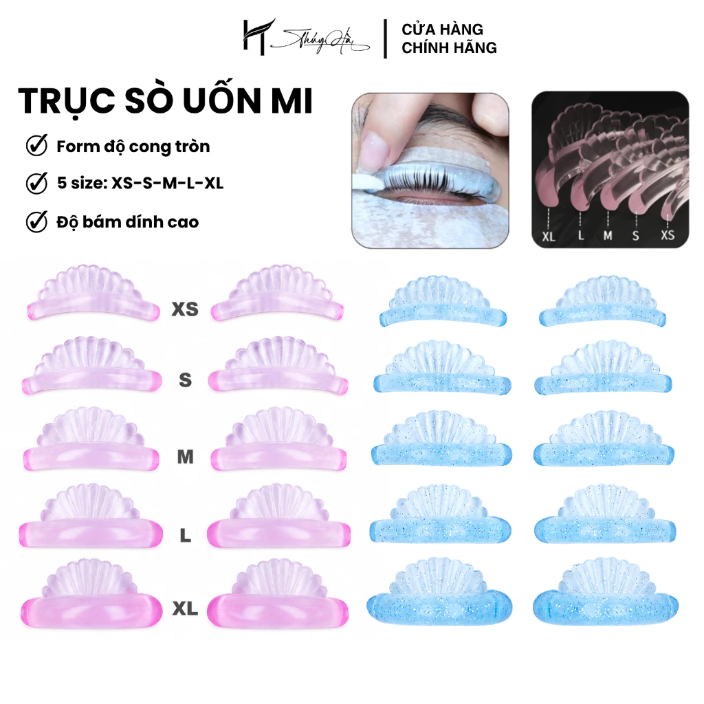 Trục Uốn Mi Vỏ Sò, Trục Sò Uốn Mi Silicon, Form Độ Cong Tròn, Size XS-S-M-L-XL Thúy Hà