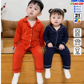 Bộ Ngủ Pijama Thun Lạnh Cao Cấp Cho Bé Trai Bé Gái 7-20kg.
