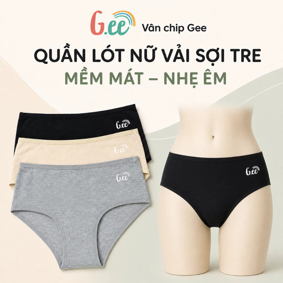Set 3 quần chip tam giác vải sợi tre cho BÉ & MẸ vô cùng mềm mát, thấm hút mồ hôi, mặc nhẹ mát.