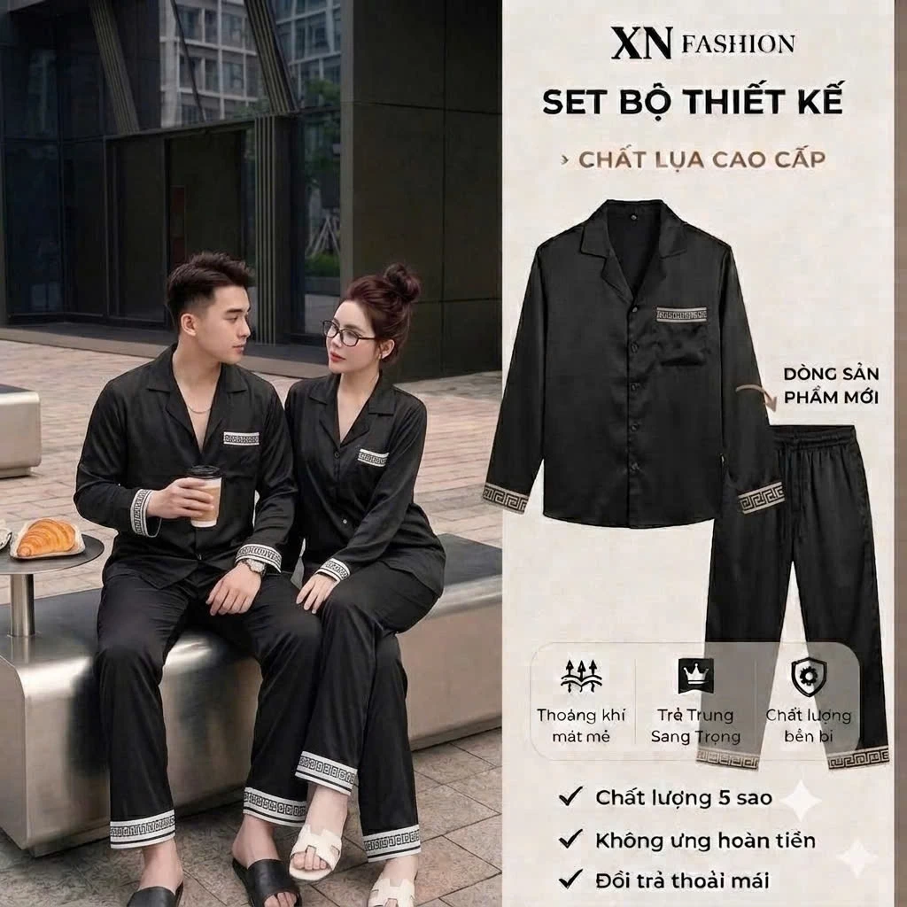 [ DEAL ĐẦU NĂM ] Bộ quần áo ngủ ,bộ ngủ lụa xuân thu nam nữ dài tay cao cấp sz từ 40-99kg