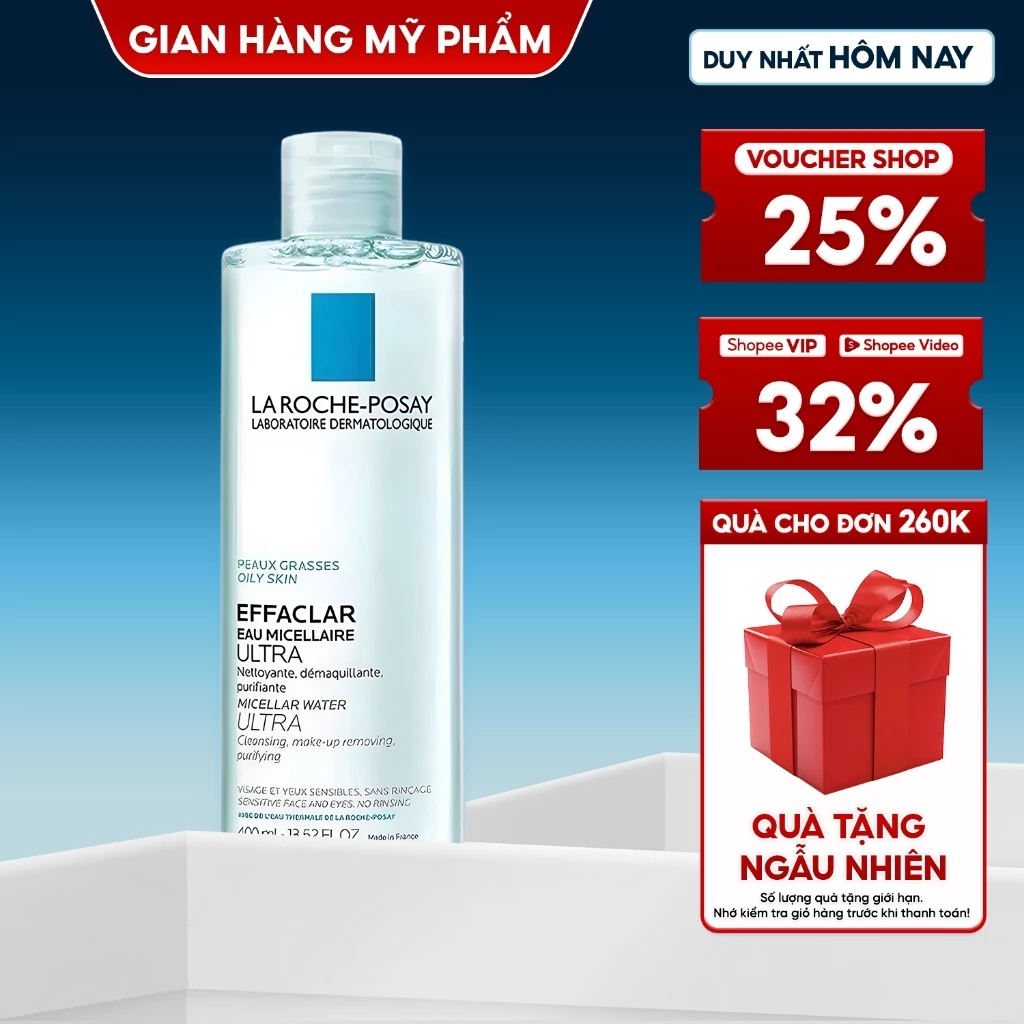 Nước Tẩy Trang La Roche Posay Purifying Micellar Water, Cho Da Dầu Và Da Nhạy Cảm 400ML -Trắng Da Nhạy Cảm