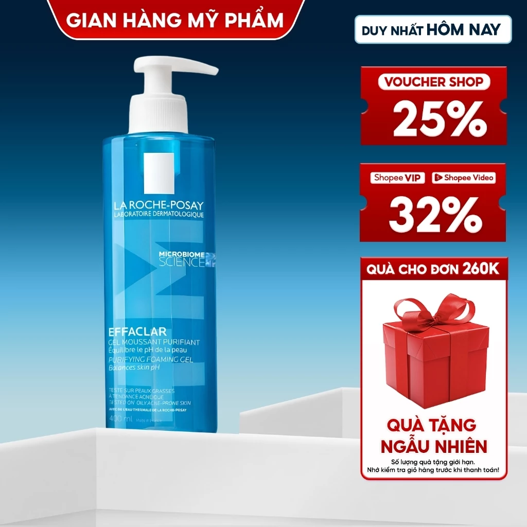 Sữa Rửa Mặt Effaclar La Roche-Posay 400ml - Cho Da Dầu, Da Hỗn Hợp, Làm Sạch Nhẹ Dịu, Không Khô Căng