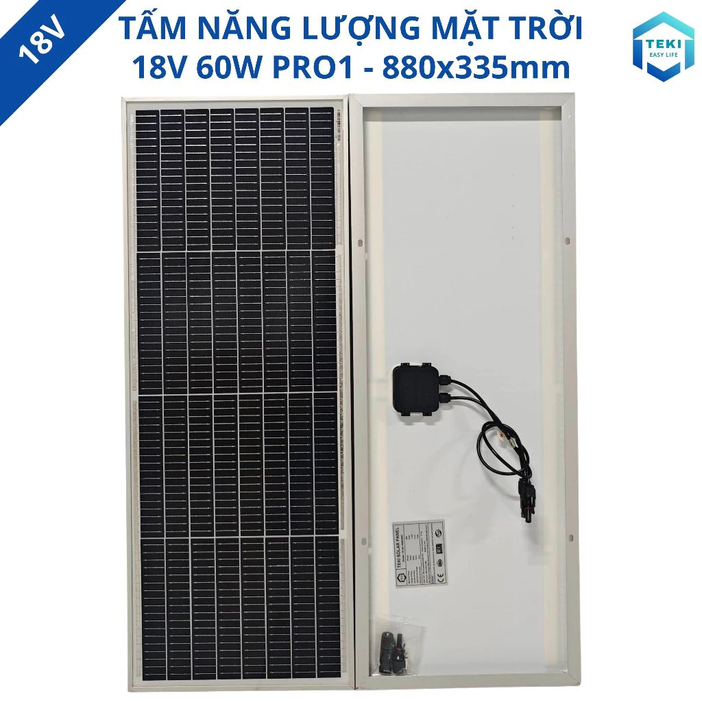 TẤM NĂNG LƯỢNG MẶT TRỜI MONO 18V 60W PRO1 335x880mm - TEKI