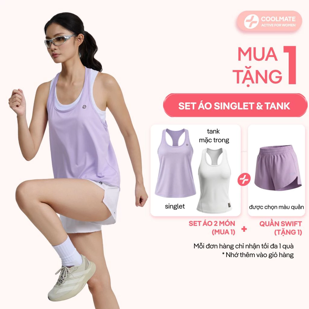 [MUA 1 TẶNG 1] Set Áo thể thao Nữ Áo Singlet chạy bộ Core Tank & Áo Tank mặc trong thoáng khí - Coolmate Women