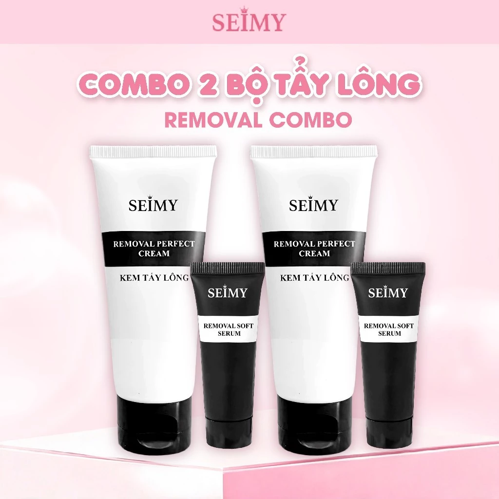 Combo 2 Bộ Kem Tẩy Lông Kèm Serum Tẩy Lông Seimy - Tẩy lông vùng nách, tay chân, bikini
