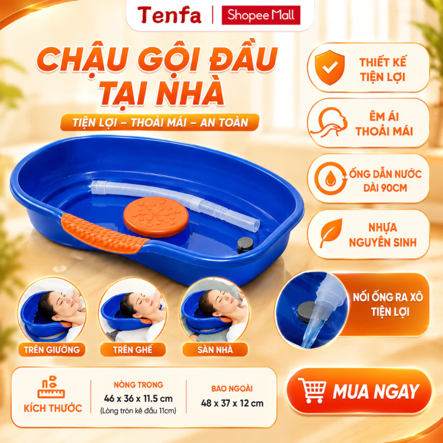 Chậu gội đầu trên giường tại nhà  kèm ống xả chất liệu nhựa cao cấp siêu bền thau gội đầu cho bà bầu tại nhà