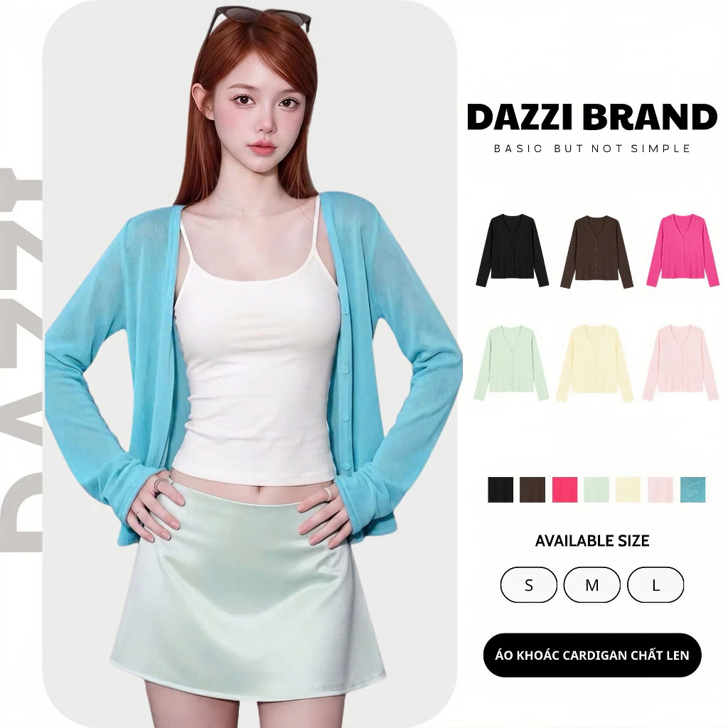 [VẢI LEN MỎNG] Áo Khoác Cardigan Nữ Có Nút Form Vừa Cổ V Chất Len Mỏng DAZZI K07
