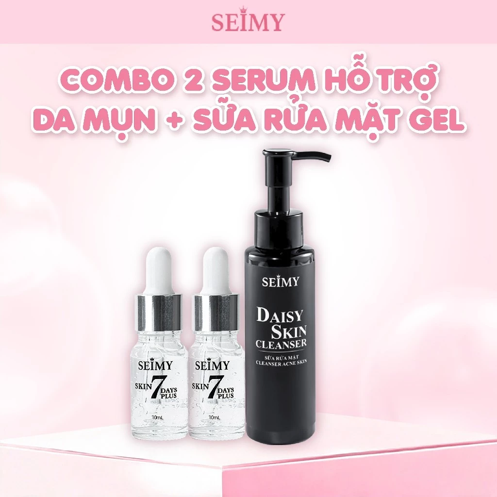 Combo 2 Serum Hỗ Trợ Da Mụn Và Sữa Rửa Mặt Gel Seimy
