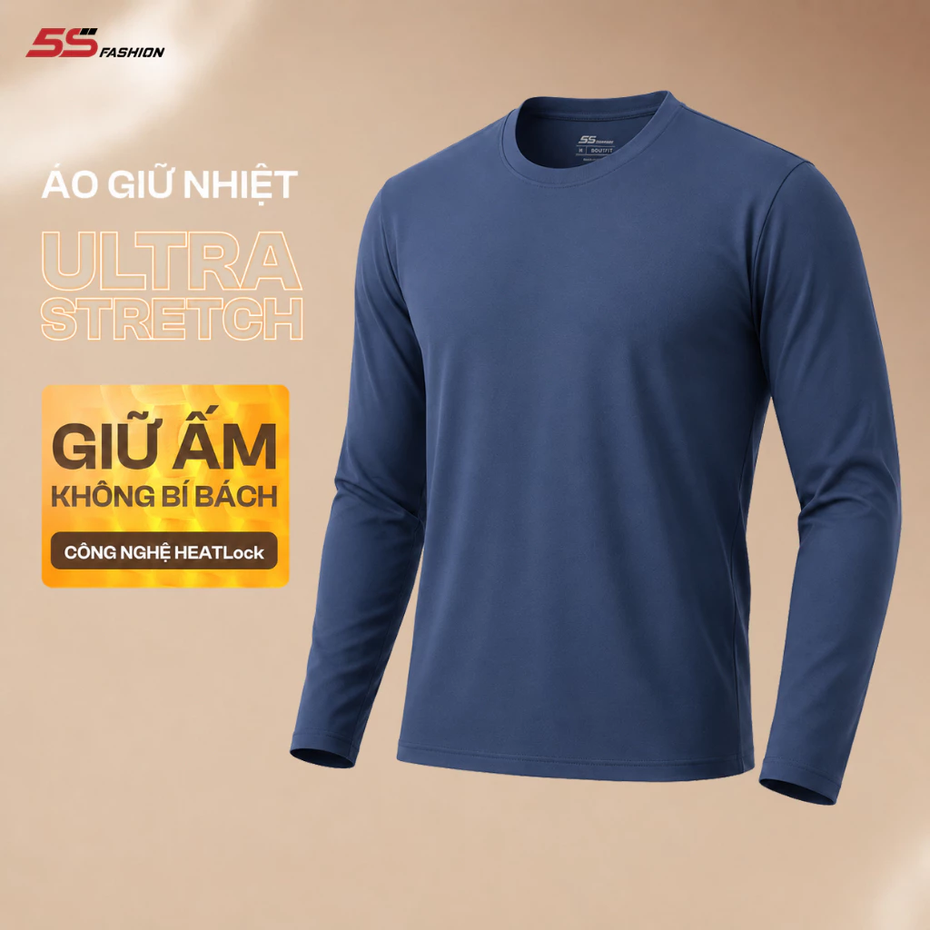 [SVIP X 5S] Áo Giữ Nhiệt Nam 5S FASHION Ultra Stretch, Cổ Tròn, Lót Bông Nỉ Cực Ấm 01-M0AGN25102