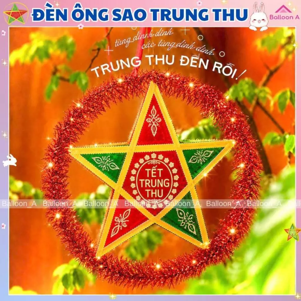 Đèn Ông Sao Không Viền Đỏ Trơn, Đèn Ông Sao Đầy Đủ Trang Trí Trung Thu 2026