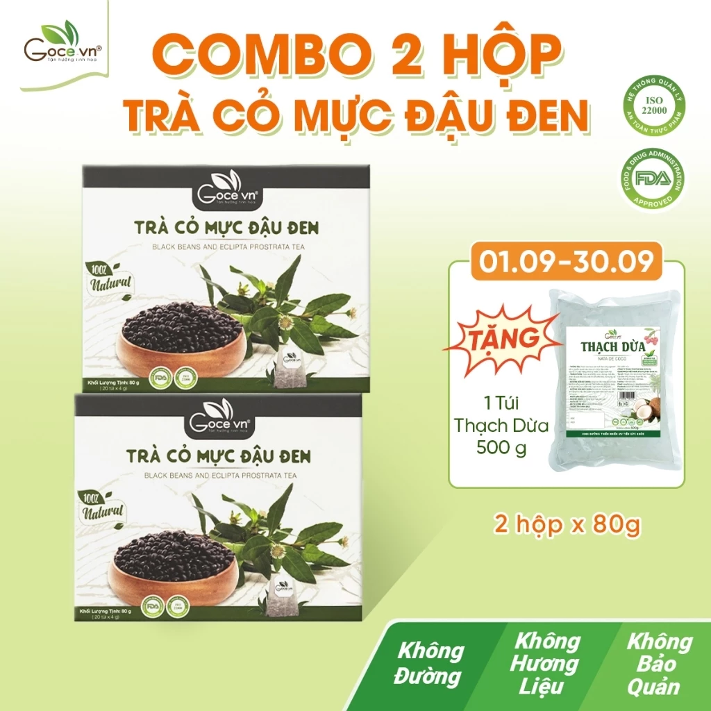 Combo 2 hộp Trà cỏ mực đậu đen túi lọc Goce - 2x80g