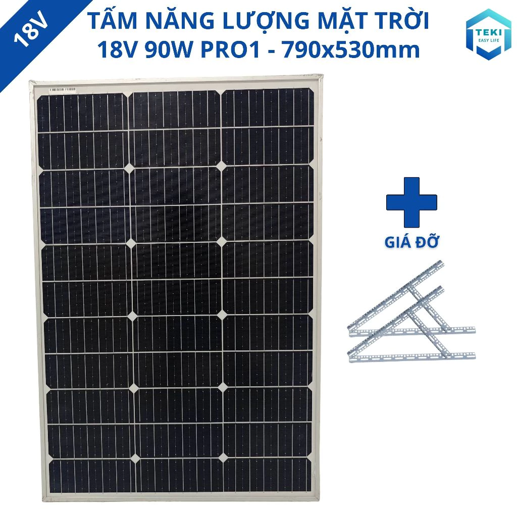 TẤM NĂNG LƯỢNG MẶT TRỜI MONO 18V 90W PRO1 790x530mm - TEKI