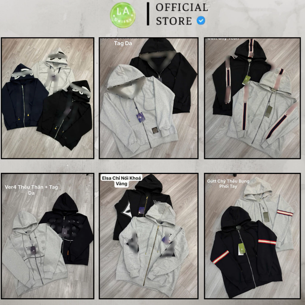 Tổng Hợp Áo Khoác HoodieZip Hottrend 2026 Nỉ Chân Cua Dày Dặn Logo Thêu Sắc Nét Chuẩn QCCC Đầy Đủ Tag Mạc