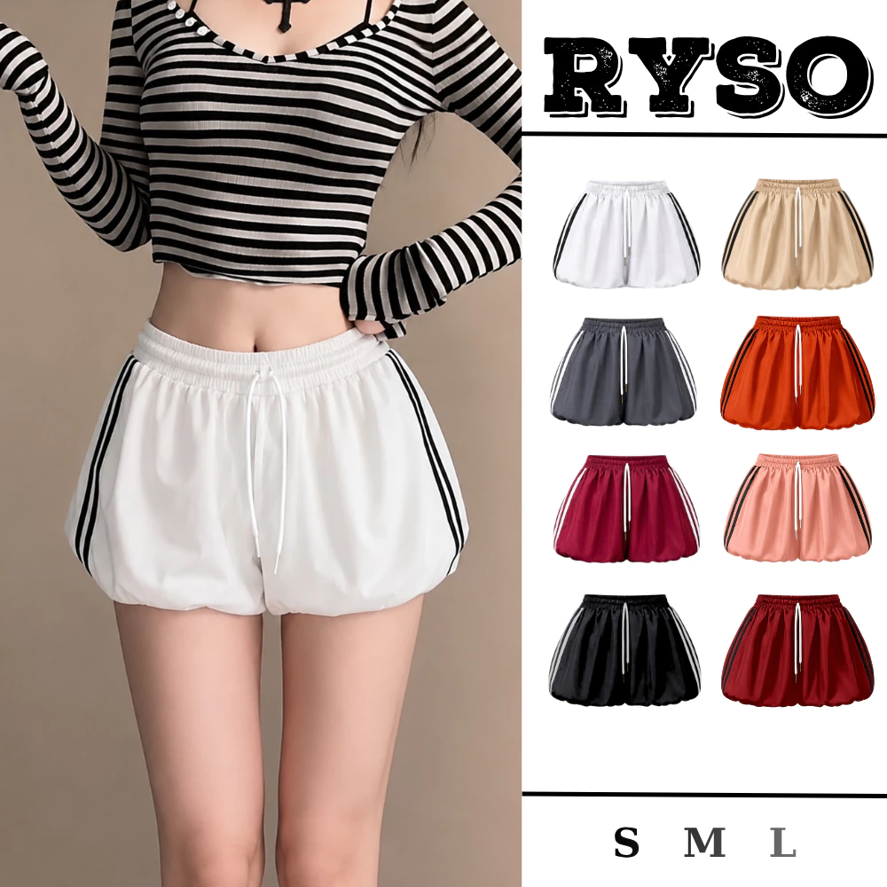 Quần Đùi Dáng Bí Kẻ Sọc Lưng Thun Thể Thao Năng Động Chất Kate Phồng Bồng Bềnh QU05 RYSO STORE