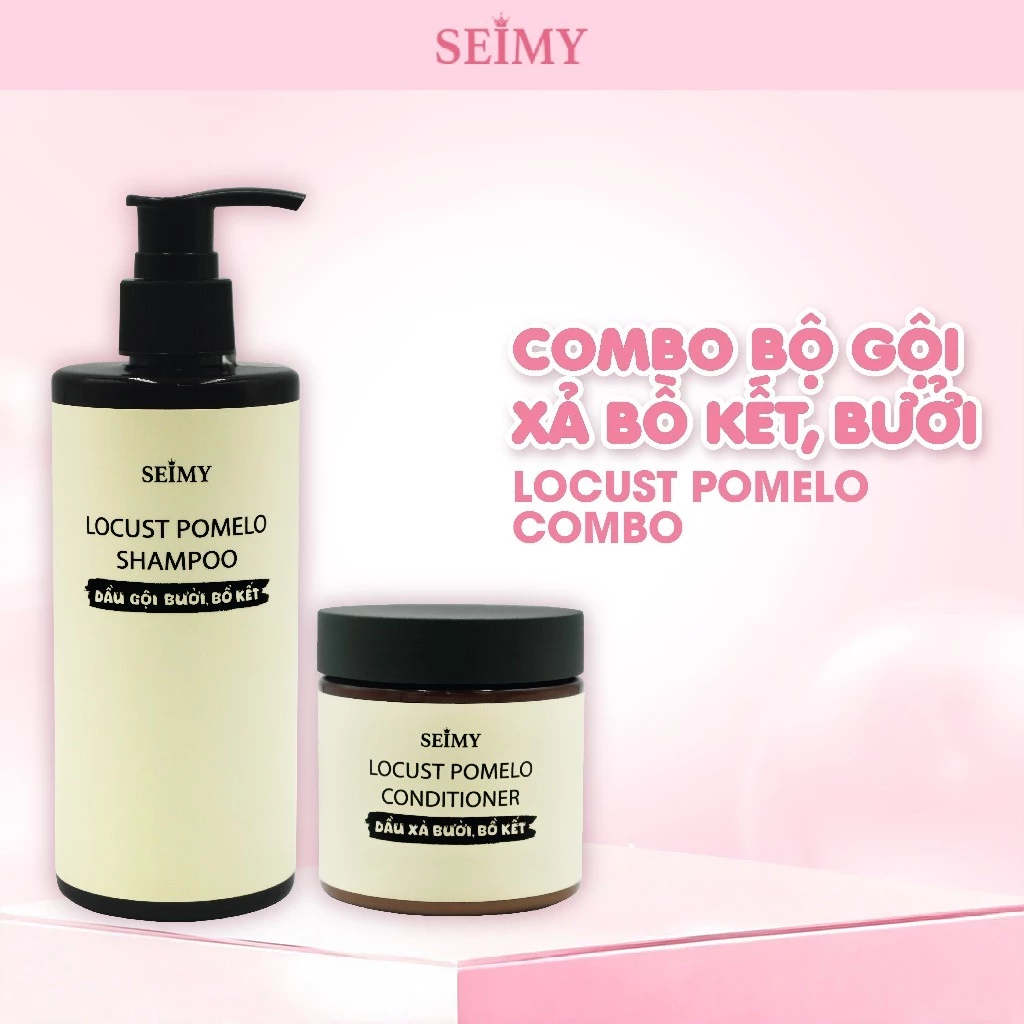 Combo bộ dầu gội xả bồ kết, bưởi SEIMY - Locust Pomelo Shampoo