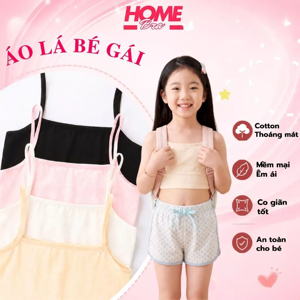 Combo Áo lót lá bé gái học sinh chất cotton mỏng nhẹ thoáng mát kiểu dáng dễ thương cute HOMEBRA 032