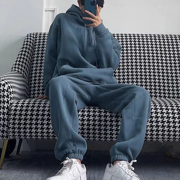 Set bộ đồ nỉ hoodie trơn phối mũ, phong cách unisex trẻ trung chất nỉ 2 lớp dày dặn ấm áp bền đẹp