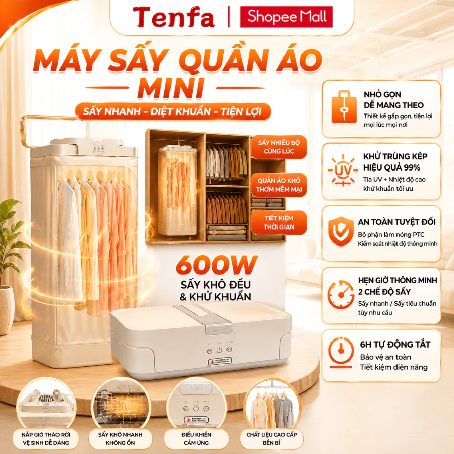 Máy Sấy Quần Áo Gấp Gọn Treo Tường  Công Nghệ Sấy 3D Sang Trọng Nhỏ Gọn Tiết Kiệm Điện