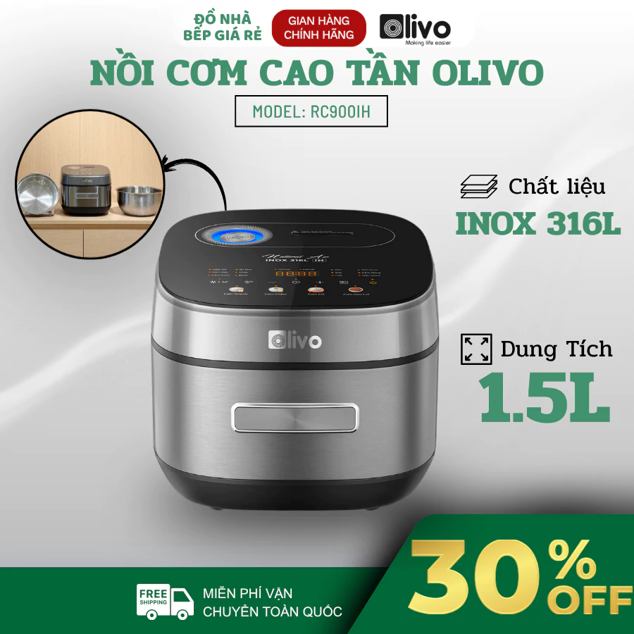 Nồi Cơm Cao Tần Olivo RC900IH Công Nghệ Đối Lưu Nhiệt Tự Nhiên, Hẹn Giờ Thông Minh, Dễ Sử Dụng - Đồ Nhà Bếp Giá Rẻ