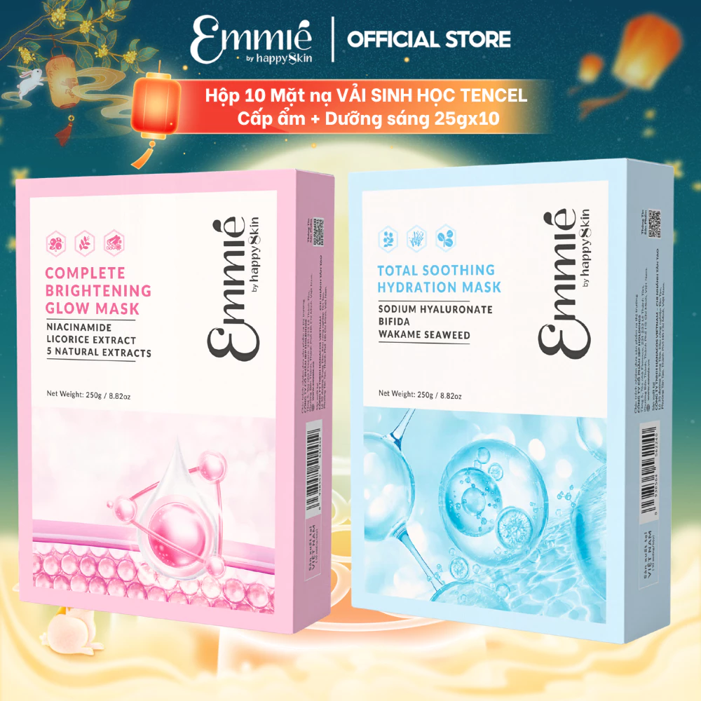 [LIVE] Mặt nạ sinh học Tencel Emmie Hỗ Trợ Dưỡng Sáng Cấp Ẩm Làm Dịu Da - Phiên Bản Nâng Cấp Có Định Hình Hộp 10 Miếng