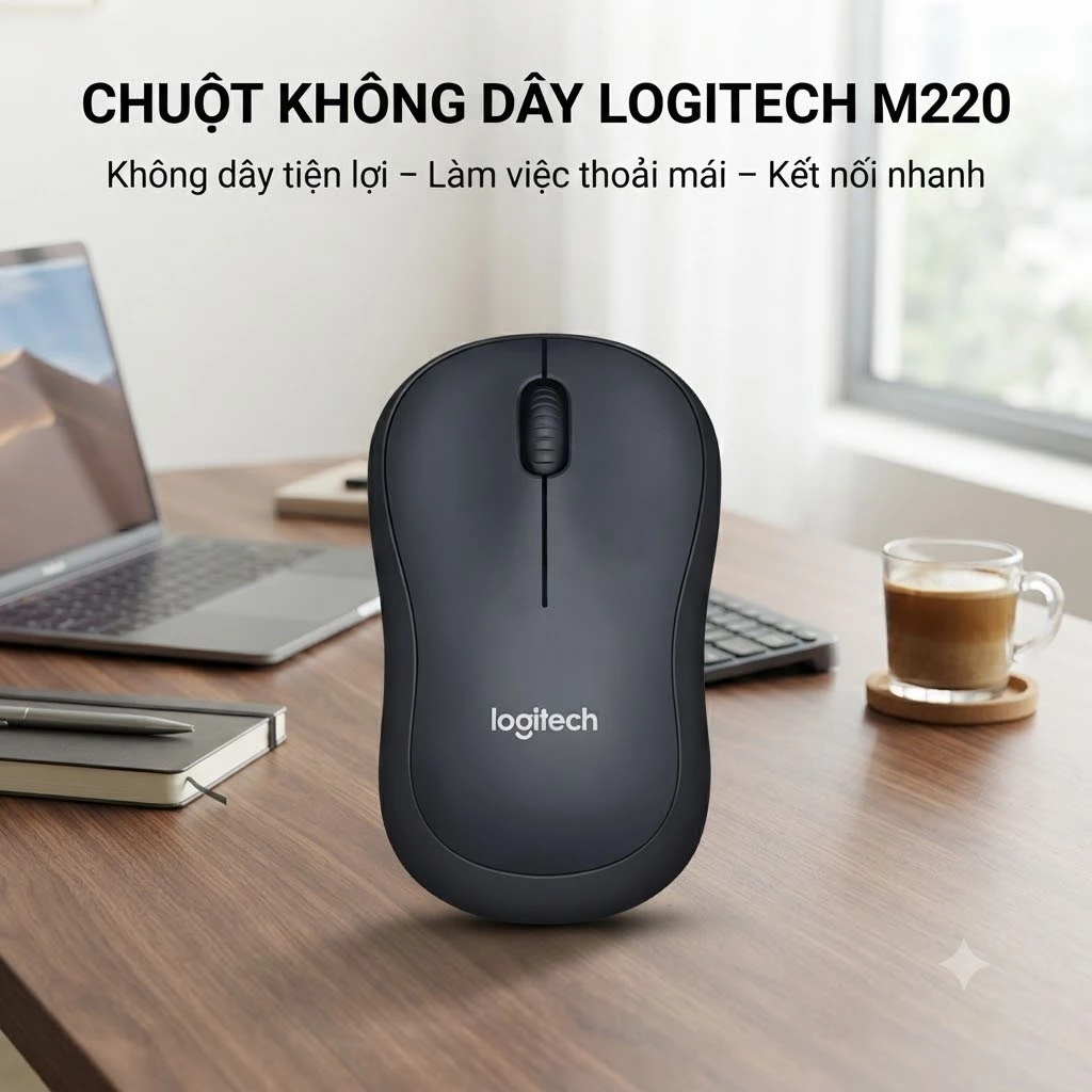 CHUỘT KHÔNG DÂY SILENT M220 – CLICK ÊM, GIẢM TIẾNG ỒN, TIỆN DỤNG CHO HỌC TẬP & VĂN PHÒNG