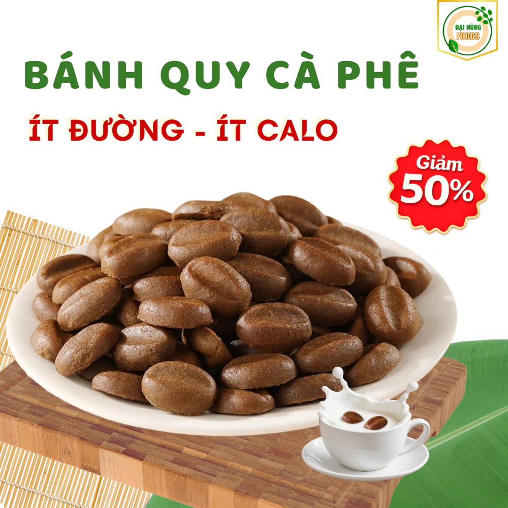 [ĂN KIÊNG] 1KG Bánh Quy Cà Phê Ít Đường Đại Hùng Foods Snack Dinh Dưỡng Thơm Ngon Tiện Lợi