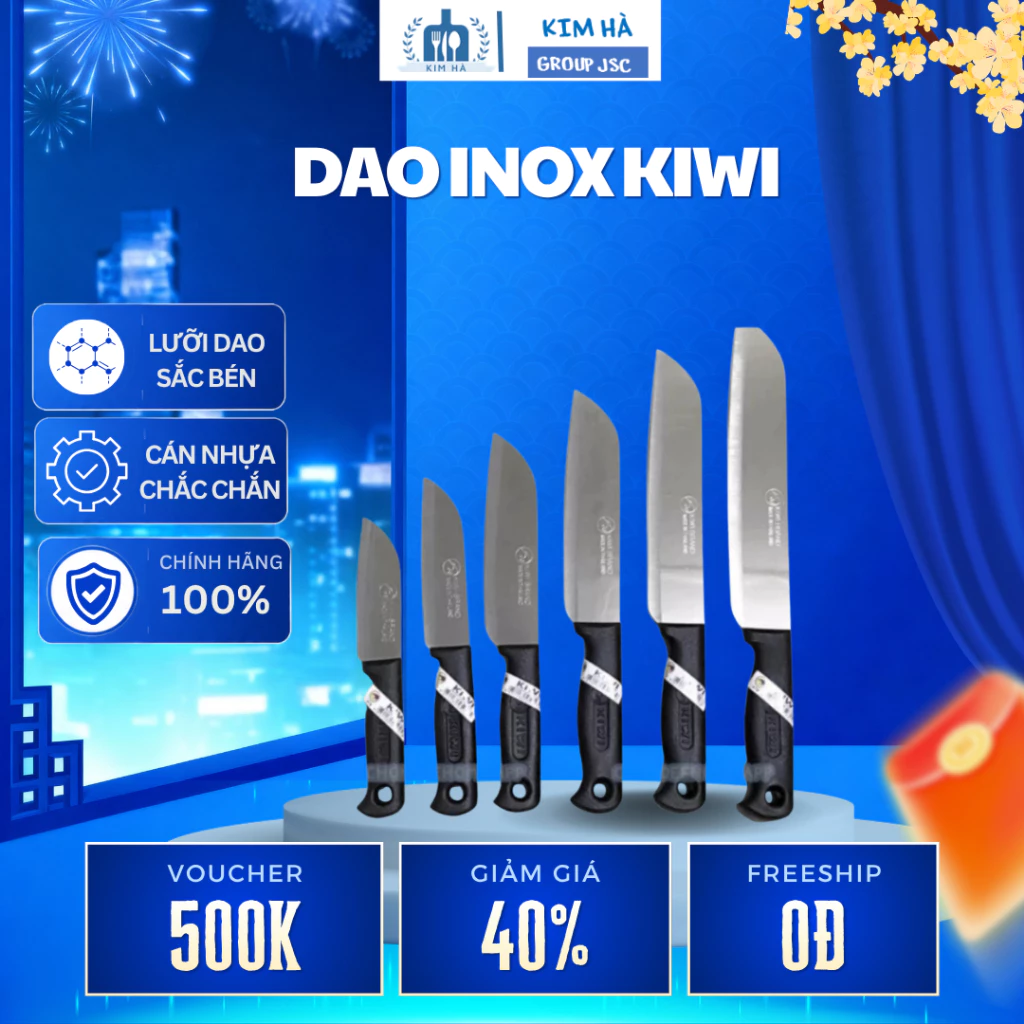 Dao thái kiwi Thái lan cao cấp đa năng cán đen đủ size - Dao thái thịt  siêu sắc bén tiện dụng chính hãng
