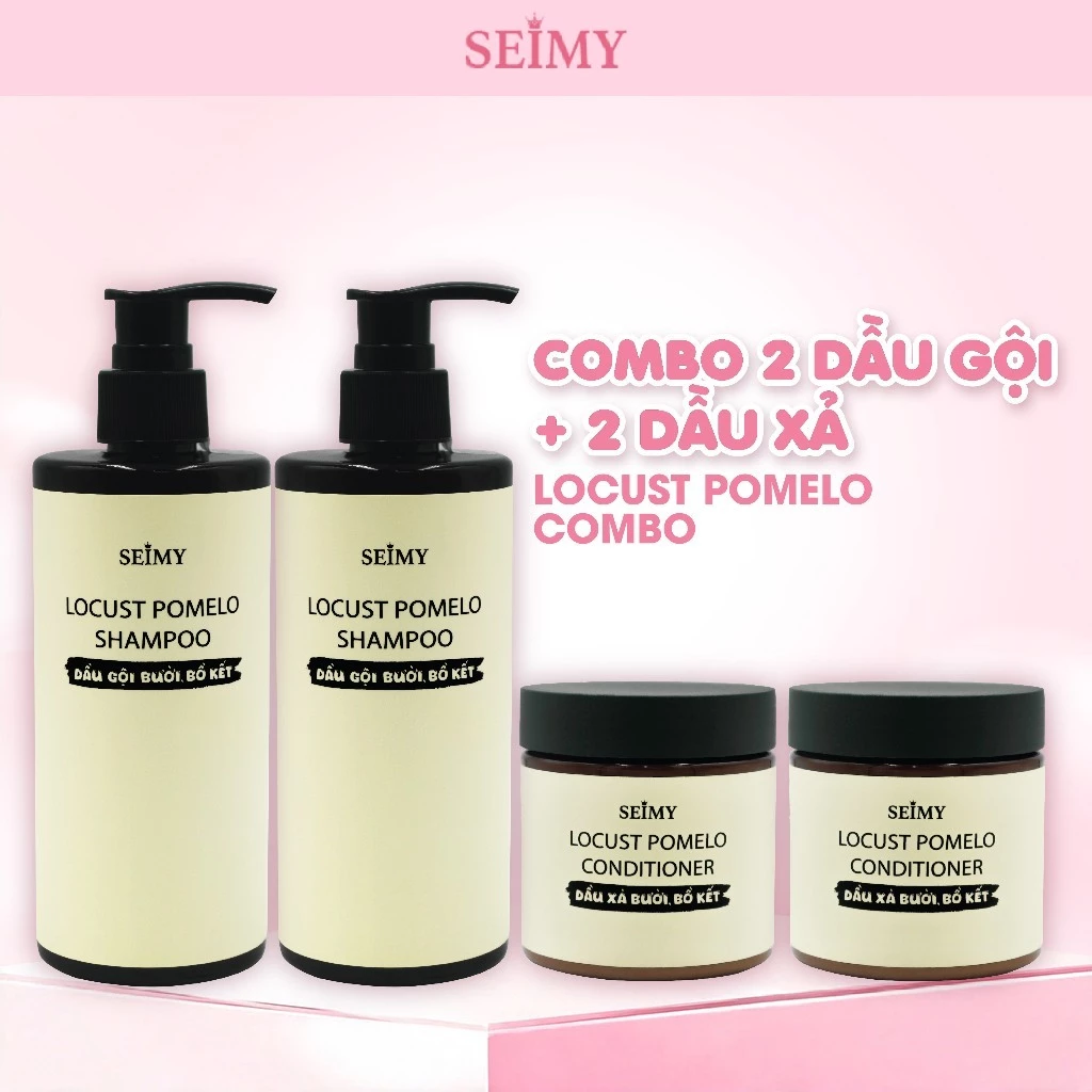 Combo 2 Bộ Dầu Gội Xả Bồ Kết, Bưởi Seimy