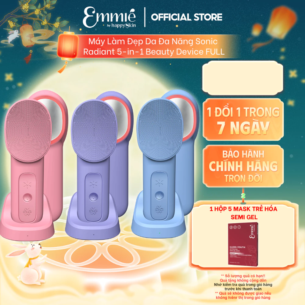 Máy rửa mặt đa năng Emmie Công nghệ rung Sonic 5 in 1 Beauty Device Hỗ Trợ Làm Sạch Da Hỗ Trợ Dưỡng da giúp da mịn màng