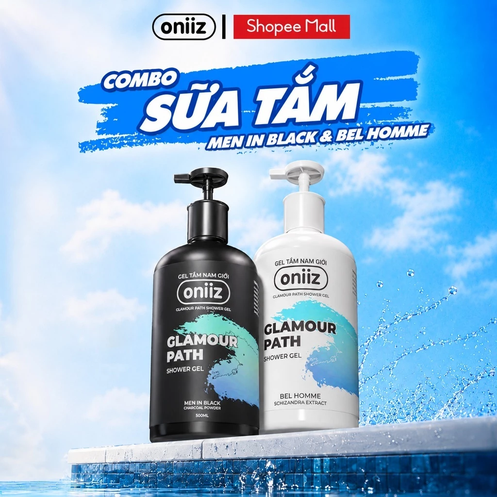 Sữa tắm hương nước hoa Oniiz, Gel tắm Bel Homme & Men In Black hương thơm hiện đại, nam tính 500ml