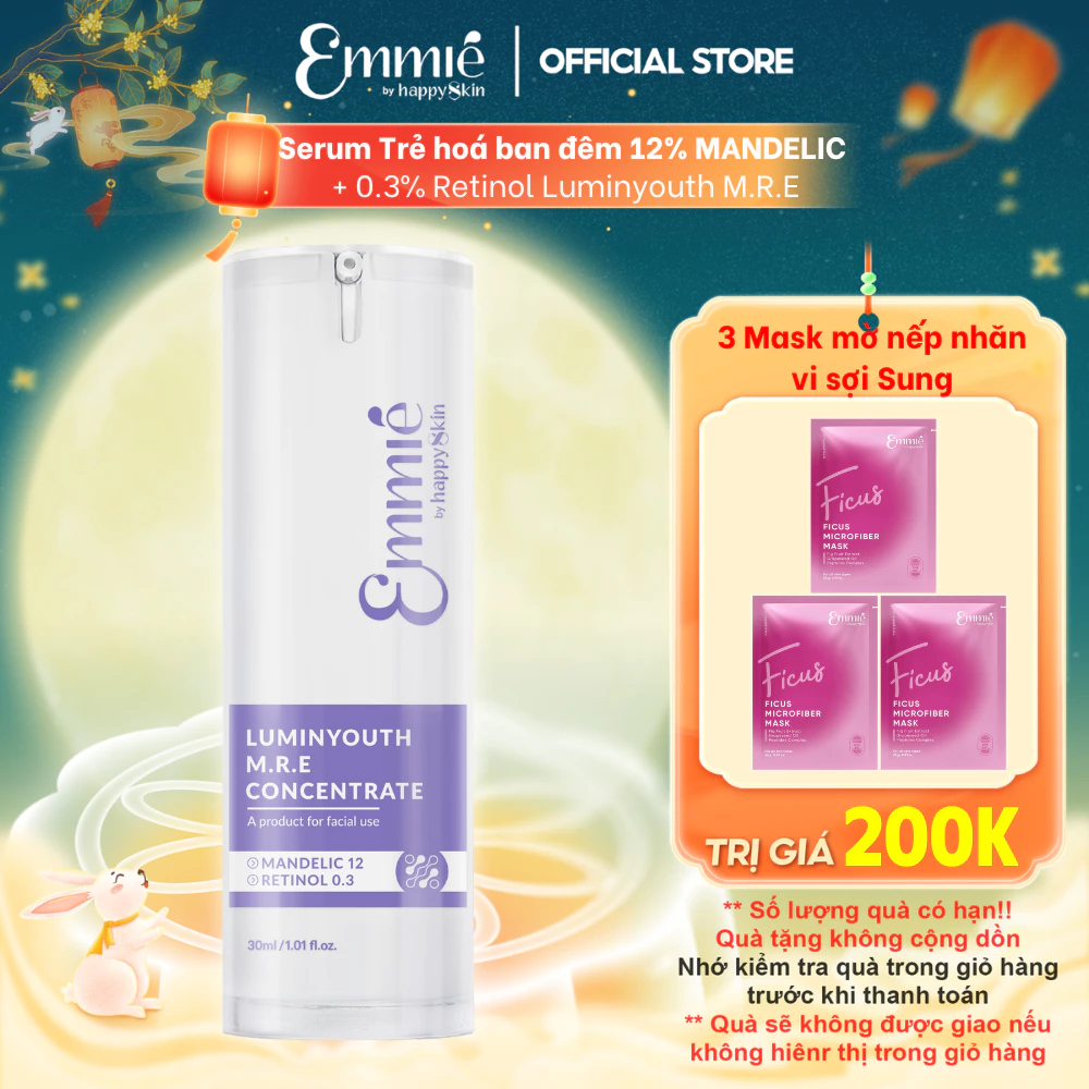 Serum dưỡng da ban đêm Emmie Luminyouth M.R.E Concentrate Hỗ Trợ Cải Thiện Lão Hóa - Hỗ Trợ Mờ Nếp Nhăn Da Chai 30ml