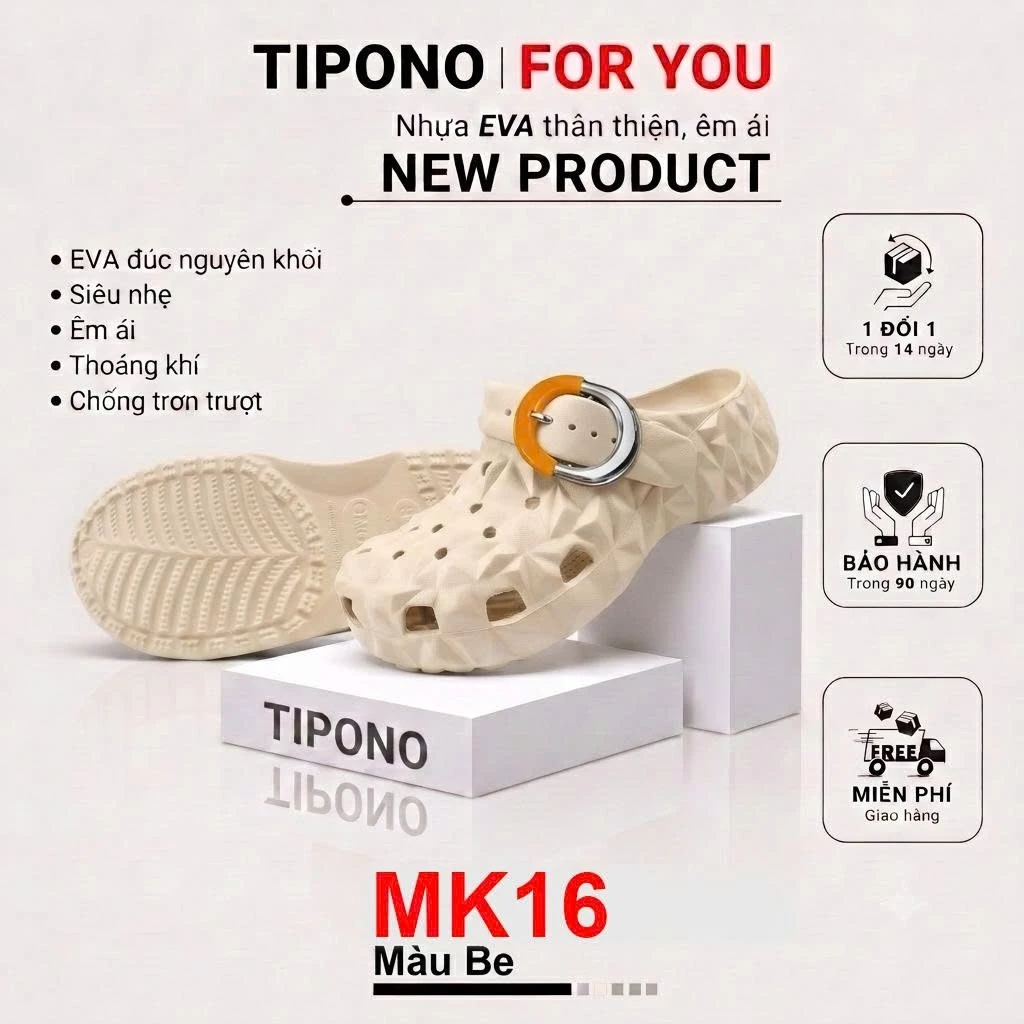 TIPONO MK16 Dép Sục Sầu Riêng Nam Nữ 3D Nhựa EVA Đúc Nguyên Khối Êm Nhẹ Chống Trượt Đi Mưa Siêu Bền